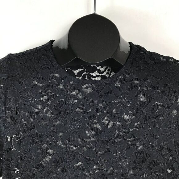 Torrid Sheer Stretch Lace Crew Neck Tee Women's Size 10 / M-L Black Floral - Picture 2 of 11